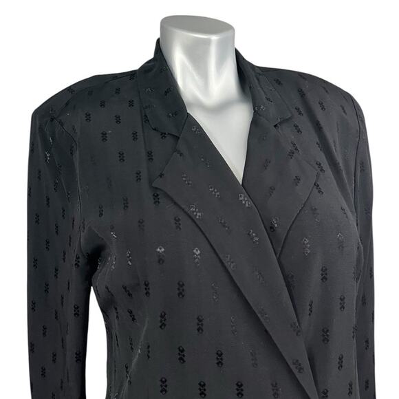 Vtg Betsy’s Things Double Breasted Blazer Black Jacket Women's 7/8 90s Glam Chic - Picture 2 of 8